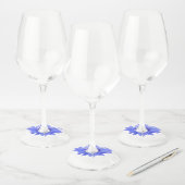 Wijnglas Labels met blauw korenbloem ontwerp (Set)