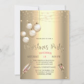 Wijnglas, Lichten, Ballen Goud Kerstbedrijf Kaart (Voorkant)