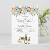 Wijnglas Lights Rozen Stoffig blauw Vrijgezellenfe Kaart (Staand voorkant)