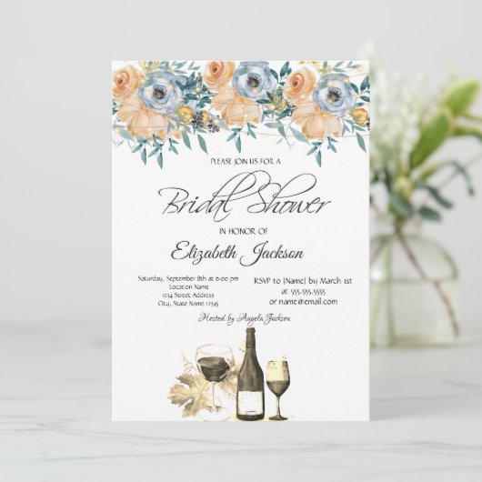 Wijnglas Lights Rozen Stoffig blauw Vrijgezellenfe Kaart (Staand voorkant)