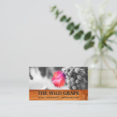 Wijnglas Logo | Wijn Druiven | Hout Visitekaartje (Staand voorkant)