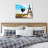 Wijnglas met brieskaas op Eiffeltoren Canvas Afdruk (Insitu (Slaapkamer))