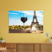 Wijnglas met brieskaas op Eiffeltoren Canvas Afdruk (Insitu (Woonkamer))