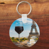 Wijnglas met brieskaas op Eiffeltoren Sleutelhanger (Voorkant)