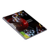 Wijnglas met druiven/gepersonaliseerd wijnjournaal notitieboek (Rechterzijde)