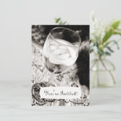 Wijnglas met ijswater uitnodiging (Staand voorkant)