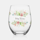 Wijnglas met pastelbloemen wijnglas zonder voet (Voorkant)