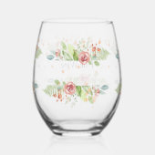 Wijnglas met pastelbloemen wijnglas zonder voet (Achterkant)