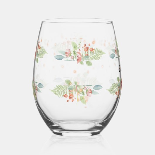 Wijnglas met pastelbloemen wijnglas zonder voet (Rechts)