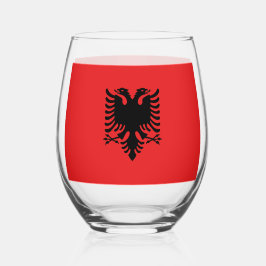 Wijnglas met vlag van Albanië Wijnglas Zonder Voet