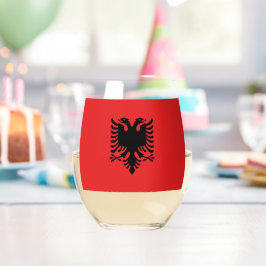 Wijnglas met vlag van Albanië Zonder Voet