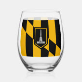 Wijnglas met vlag van Baltimore, VS Zonder Voet (Achterkant)