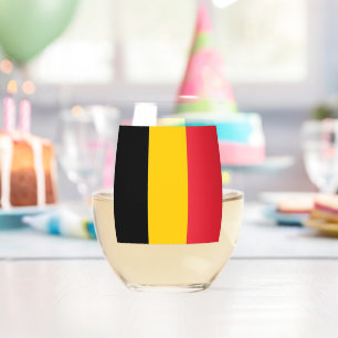 Wijnglas met vlag van België Zonder Voet