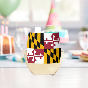 Wijnglas met vlag van Maryland, USA Zonder Voet