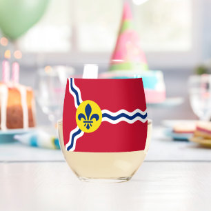 Wijnglas met vlag van St. Louis, USA Zonder Voet