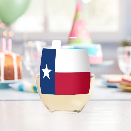 Wijnglas met vlag van Texas, VS Zonder Voet (Insitu (Verjaardag))
