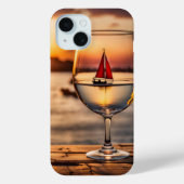 Wijnglas met zeilboot Case-Mate iPhone case (Achterkant)