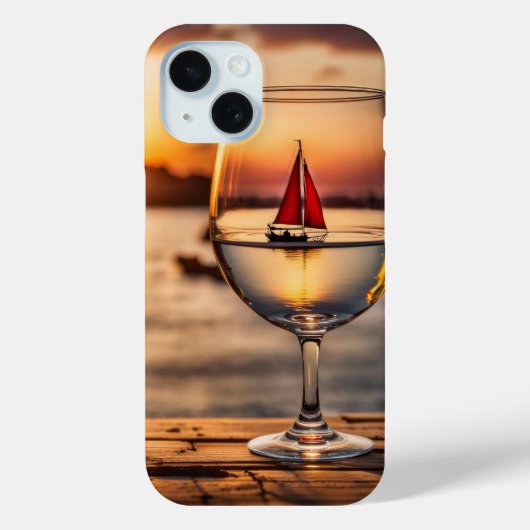 Wijnglas met zeilboot Case-Mate iPhone case (Achterkant)