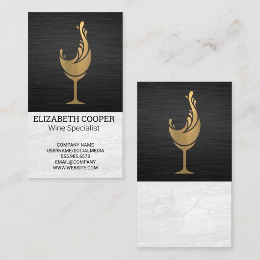 Wijnglas Metallic Splash Visitekaartje (Voorkant / Achterkant)