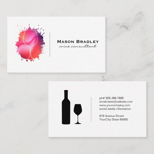 Wijnglas Modern Logo Visitekaartje (Voorkant / Achterkant)