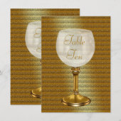 Wijnglas op gouden huwelijks tafel nummertjes kaart (Voorkant / Achterkant)