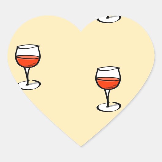 Wijnglas op sinaasappel hart sticker (Voorkant)