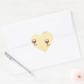 Wijnglas op sinaasappel hart sticker (Envelop)