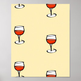 Wijnglas op sinaasappel poster