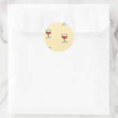 Wijnglas op sinaasappel ronde sticker (Tas)