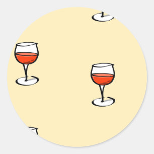 Wijnglas op sinaasappel ronde sticker