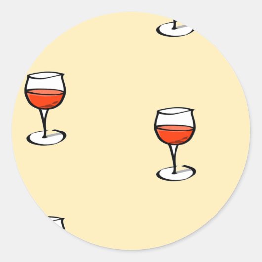 Wijnglas op sinaasappel ronde sticker (Voorkant)