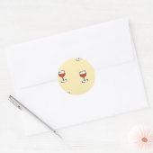 Wijnglas op sinaasappel ronde sticker (Envelop)