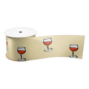 Wijnglas op sinaasappel satijnen lint