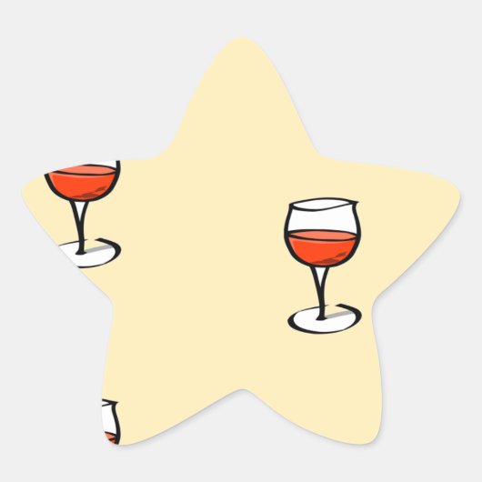 Wijnglas op sinaasappel ster sticker (Voorkant)