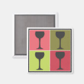 Wijnglas Pop art wijnthema retro magneet (Voorkant / Achterkant)