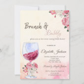 Wijnglas Rozen Waterverf Vrijgezellenfeest Kaart (Voorkant)