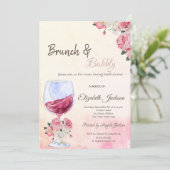 Wijnglas Rozen Waterverf Vrijgezellenfeest Kaart (Staand voorkant)