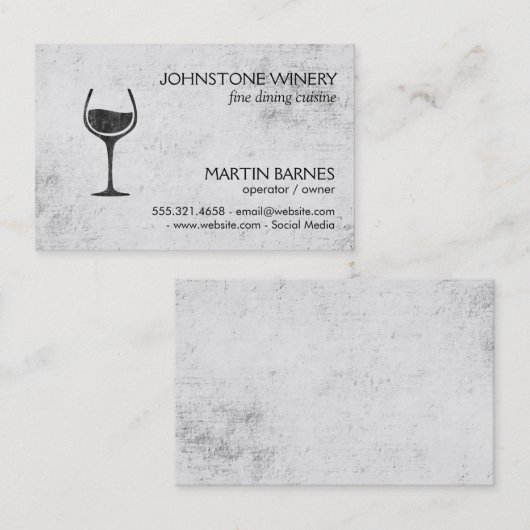 Wijnglas | Rustisch Visitekaartje (Voorkant / Achterkant)