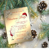 Wijnglas, Snowflakes, kerstfeestfeest voor bedrijv Kaart