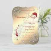 Wijnglas, Snowflakes, kerstfeestfeest voor bedrijv Kaart (Staand voorkant)