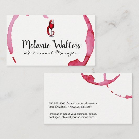 Wijnglas spatten | Wijngaard  Visitekaartje (Voorkant / Achterkant)