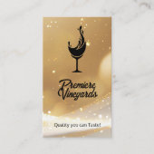 Wijnglas Splash Logo | Gouden Bokeh achtergrond Visitekaartje (Voorkant)