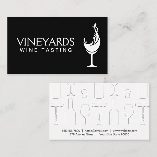 Wijnglas splash visitekaartje (Voorkant / Achterkant)