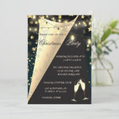 Wijnglas, sterren, lichte kerstfeestdag kaart (Staand voorkant)