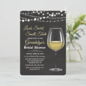 Wijnglas String Lights bruids douche uitnodiging (Staand voorkant)