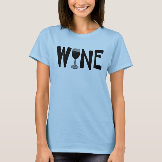 Wijnglas Tekst T-shirt (Voorkant)