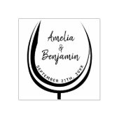 Wijnglas Typografie Couple`s Namen Bruiloft Rubberstempel (Afrduk)