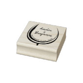 Wijnglas Typografie Couple`s Namen Bruiloft Rubberstempel (Stempel)