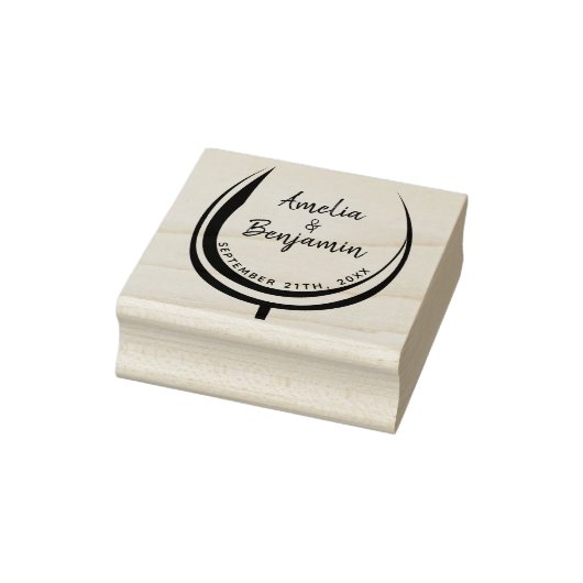 Wijnglas Typografie Couple`s Namen Bruiloft Rubberstempel (Stempel)