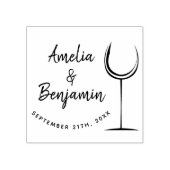 Wijnglas Typografie Couple`s Namen Bruiloft Rubberstempel (Afrduk)